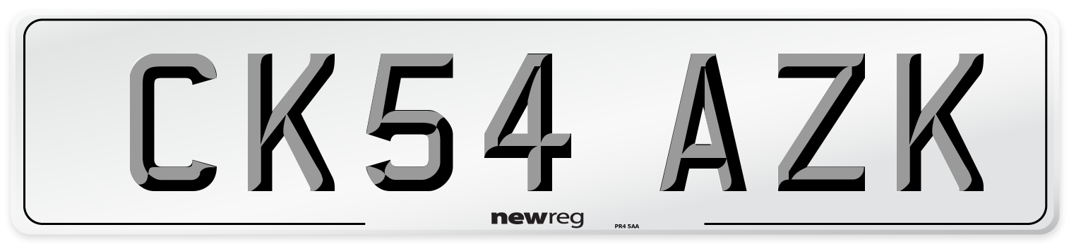 CK54 AZK Number Plate from New Reg
